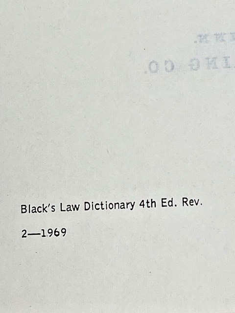 Black’s Law Dictionary 1969 Revised 4th Edition West Publishing