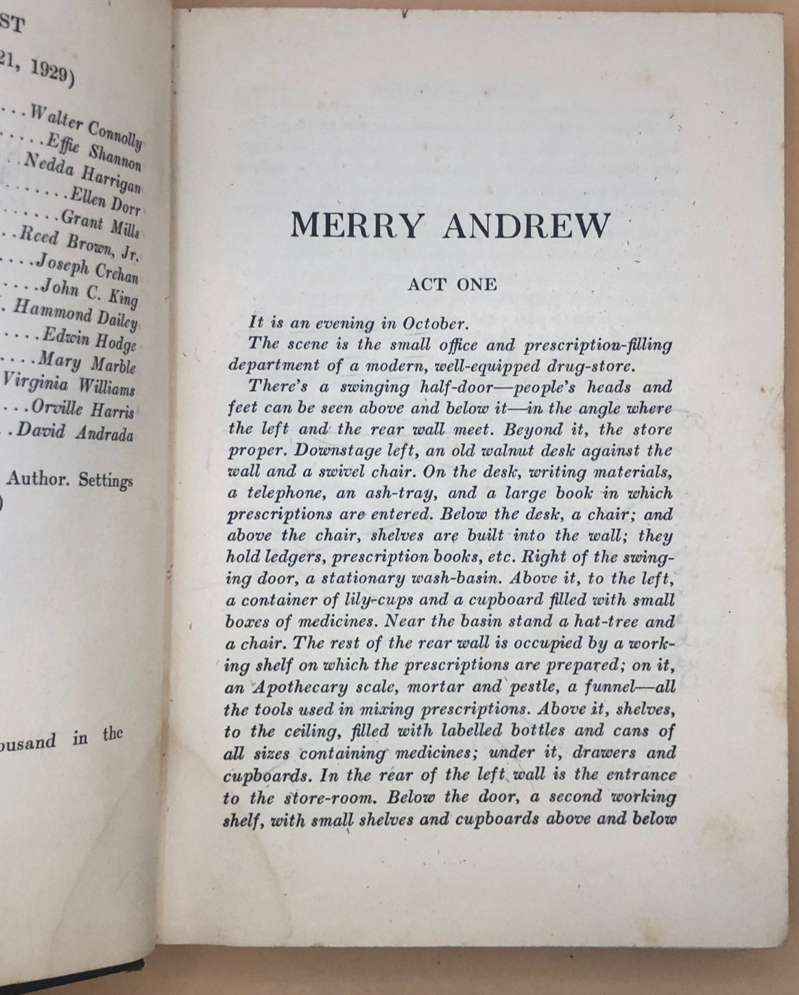 ANTIQUE Merry Andrew 3 Act Comedy Lewis Beach 1ST RARE OLD VINTAGE ANTIQUE VTG