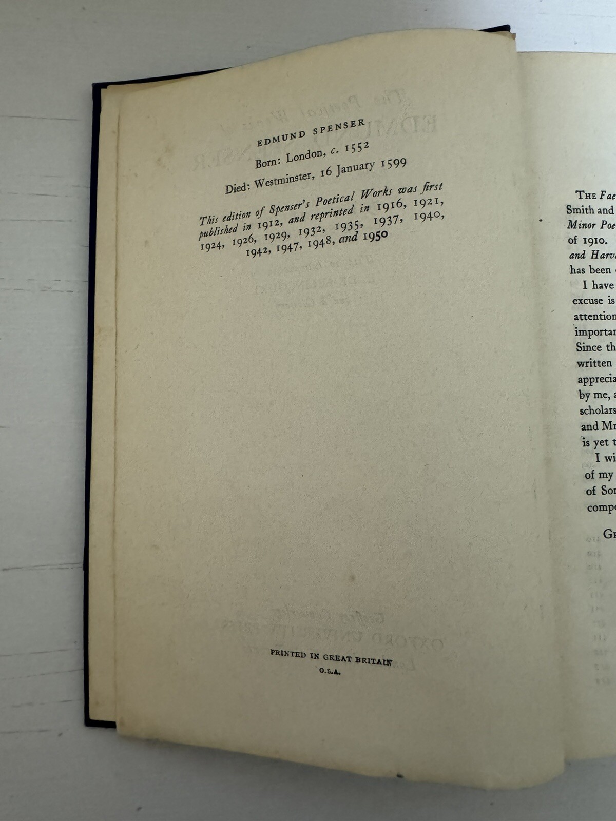 Vintage Book: „The Poetical Works of Edmund Spenser“ 1950