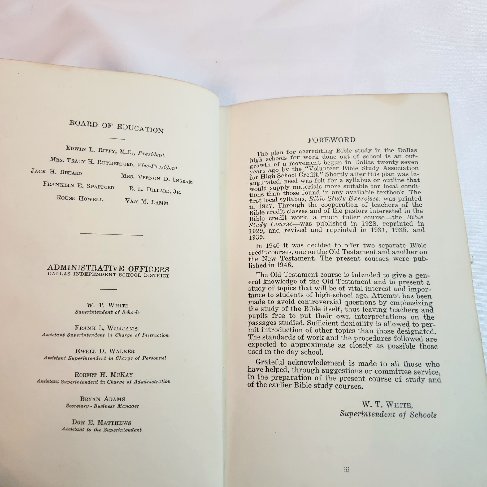 1954 Bible Study Course Old Testament Dallas High Schools Bulletin No. 150