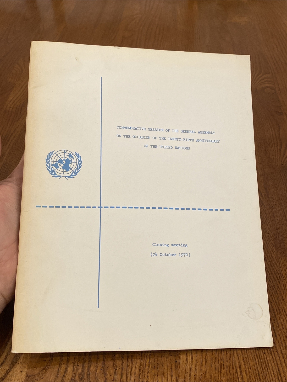1970 Commemorative Session The United Nations General Assembly 25th Anniversary