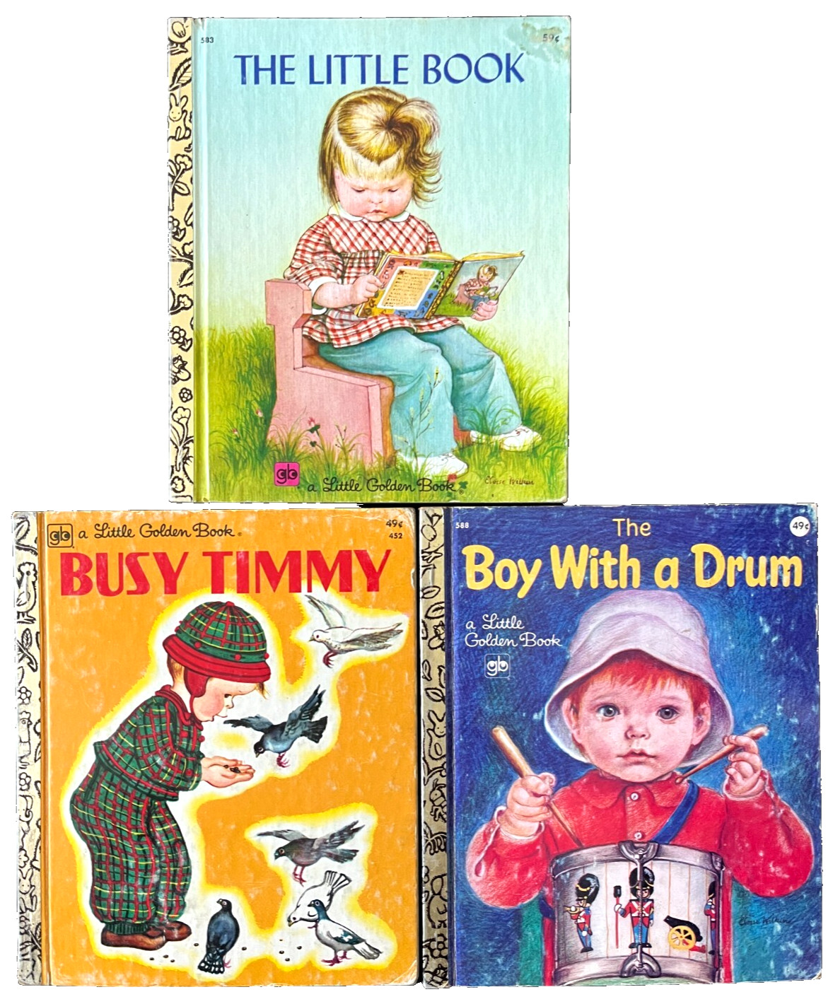 LITTLE BOOK, BUSY TIMMY, DRUM ~ vintage Eloise Wilkin Little Golden Book set
