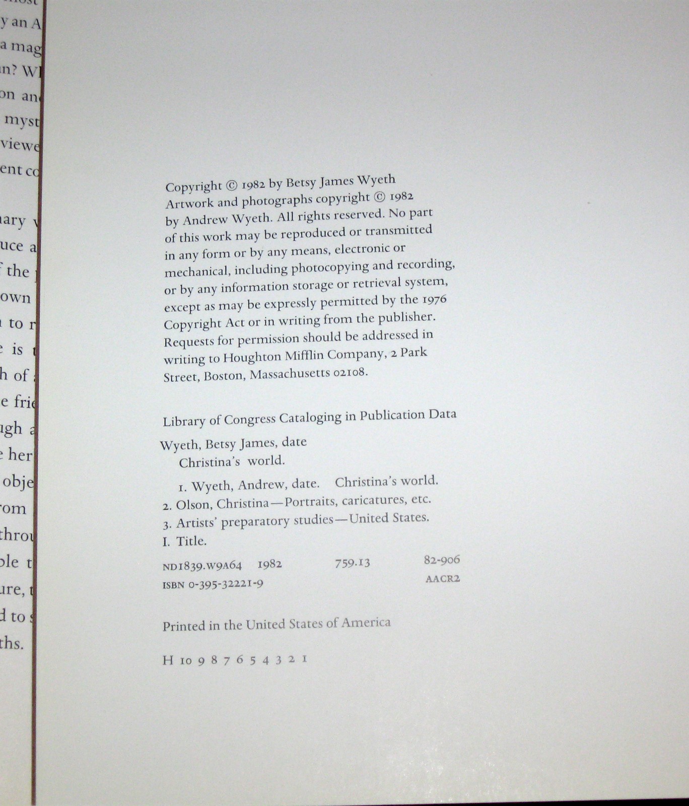 Christina’s World: Paintings & Pre-Studies of Andrew Wyeth 1982 First Ed HC/DJ