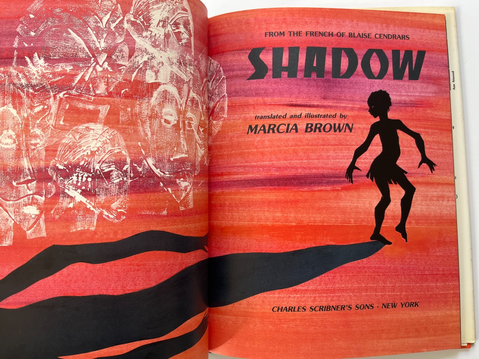 MARCIA BROWN ~ SIGNED ~ Shadow by Blaise Cendrars, 1982 Caldecott Medal winner