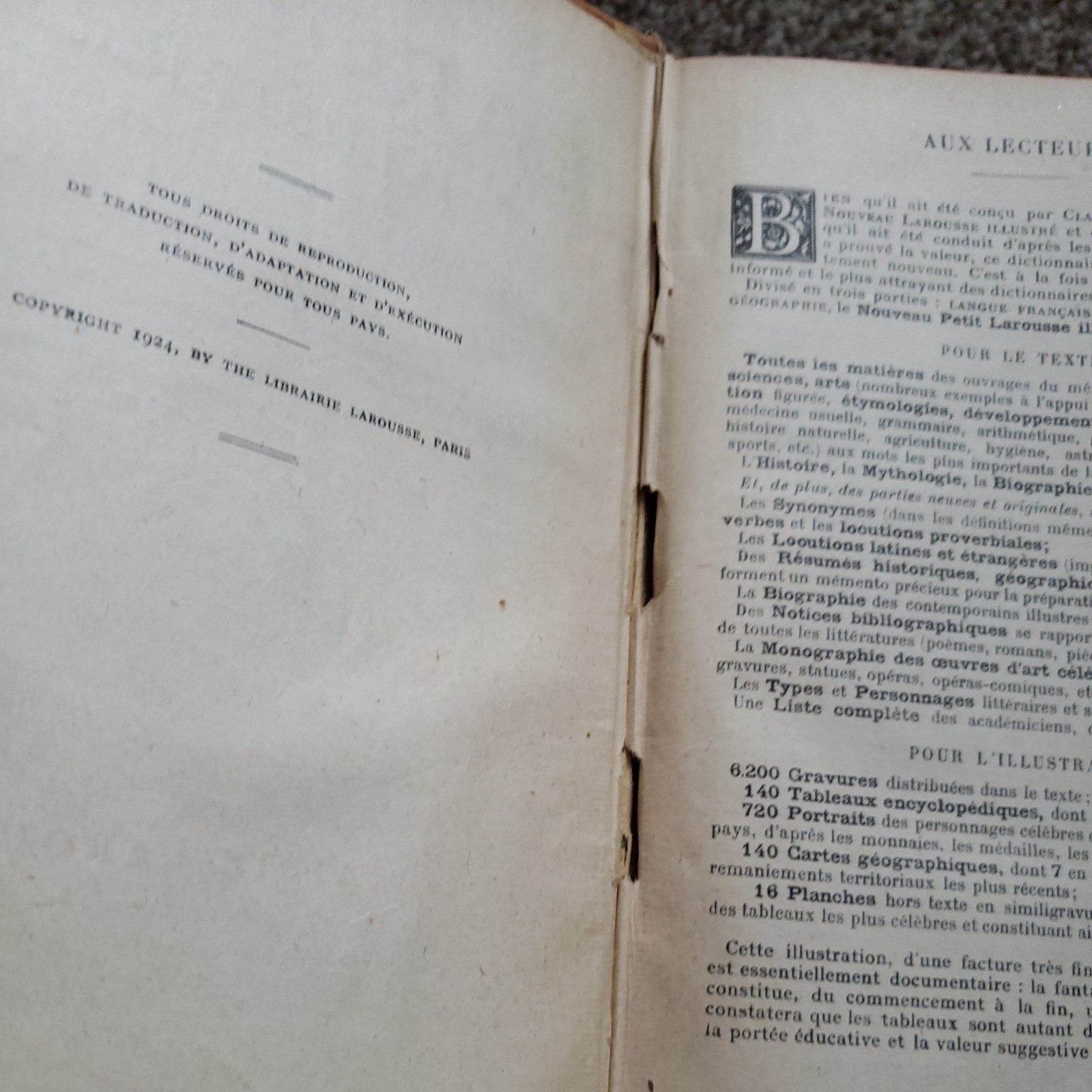 1930 Nouveau Petit Larousse Illustré Dictionary French, Claude Auge