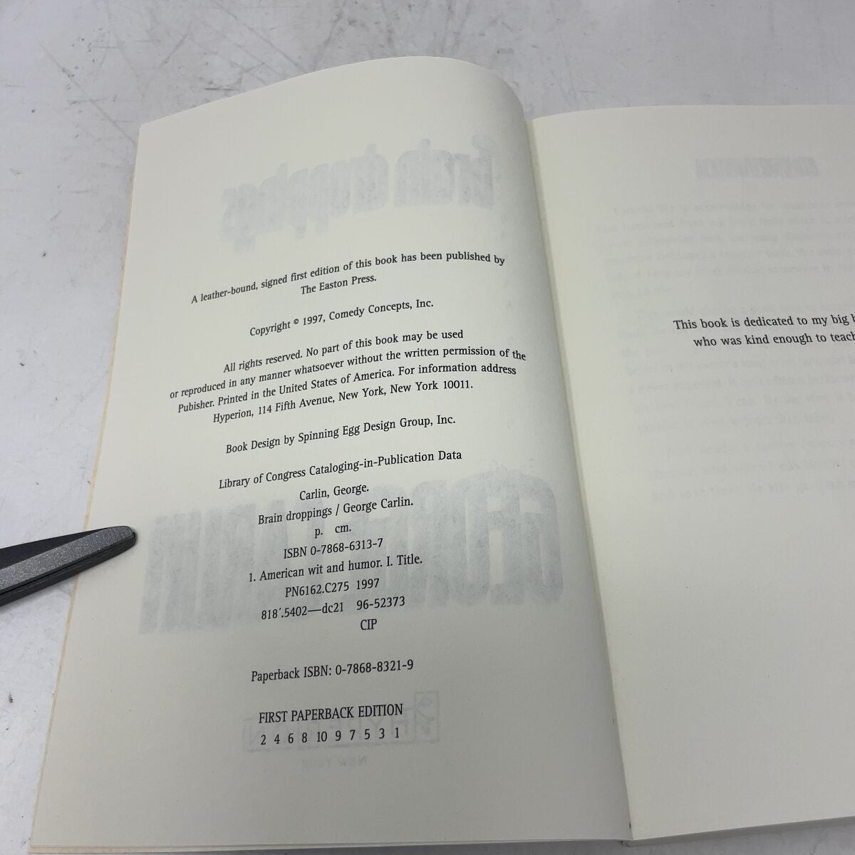 Brain Droppings by George Carlin PB First Edition Like New 1998