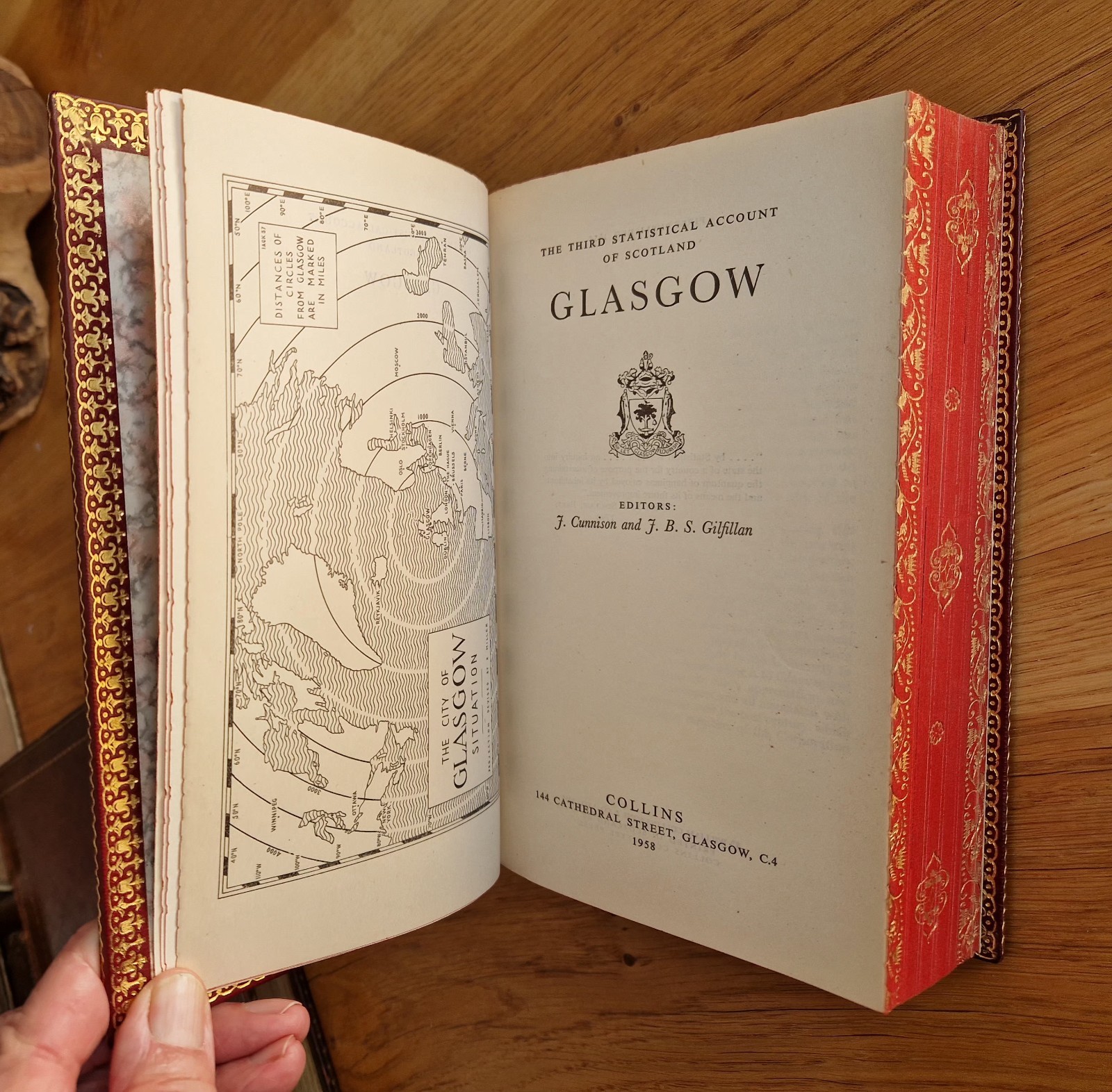 EXQUISITE FINE LEATHER BOUND BINDING STATISTICAL ACCOUNT SCOTLAND GLASGOW