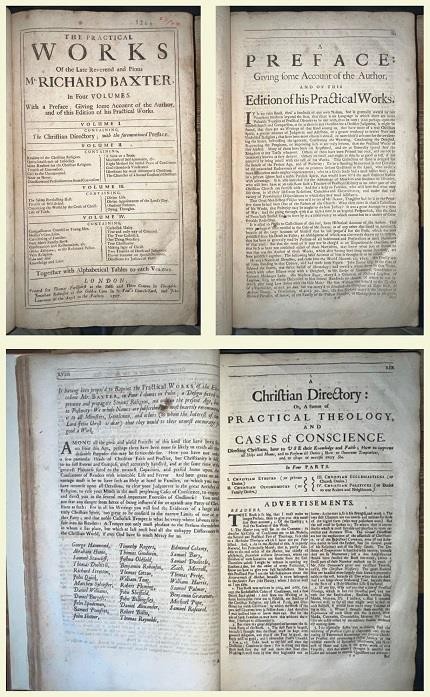1707 Richard Baxter ‚The Practical Works In 4 Folio Vols‘ Rare Theological Works