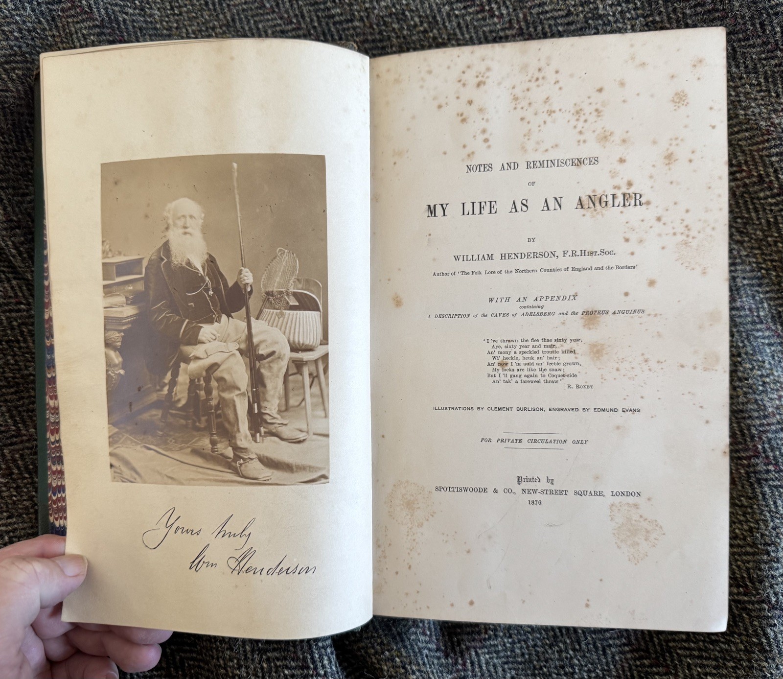 1 of 50 Large Paper Privately Published 1st 1876 Henderson, My Life as an Angler