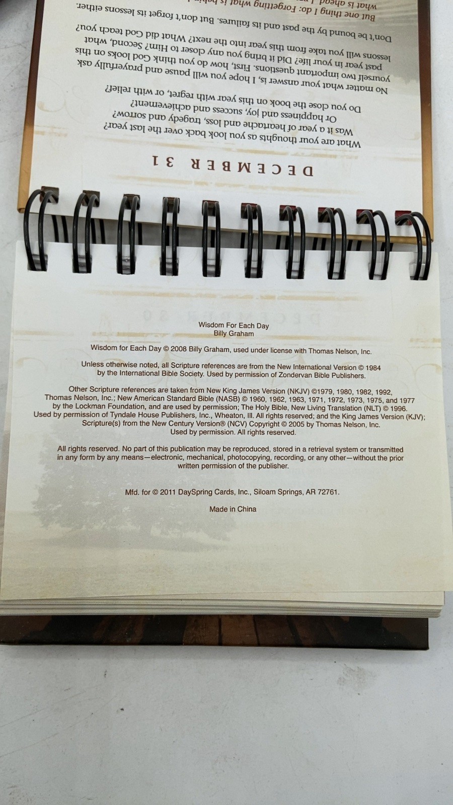 Wisdom for Each Day Billy Graham 2011