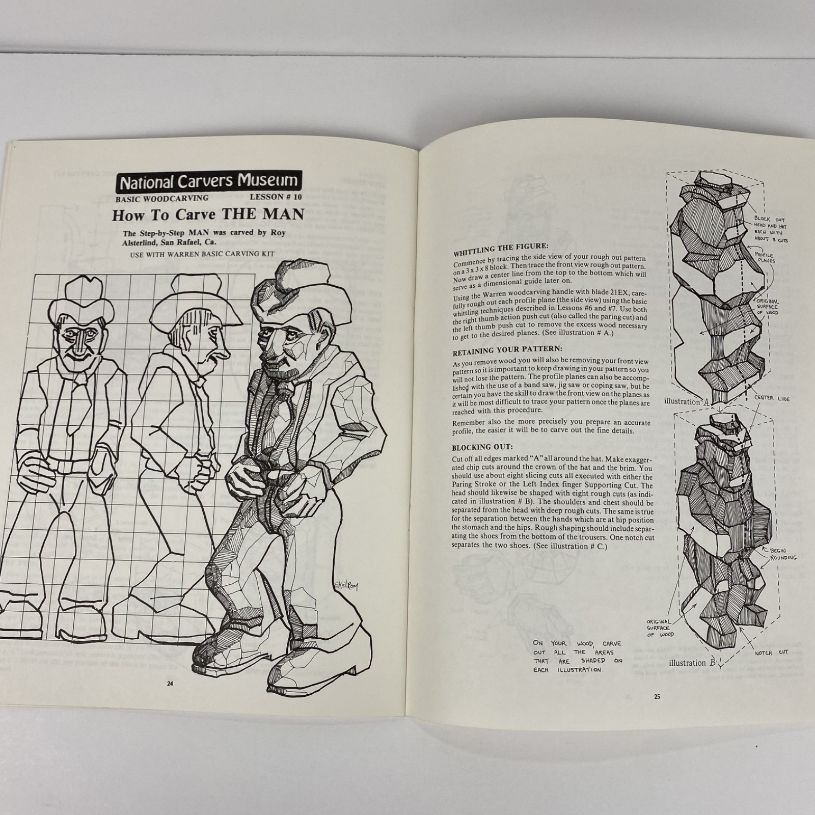 Basic Woodcarving In Ten Lessons By National Carvers Museum Monument CO 1983