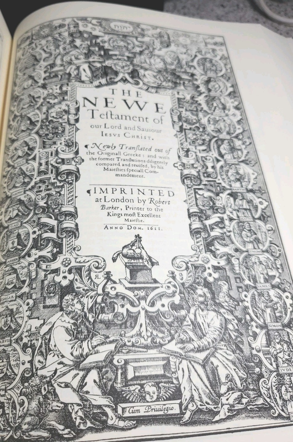 1611 King James Bible Facsimile + Original Leaf 1st Chronicles , 9″ X 11 X 3.5″
