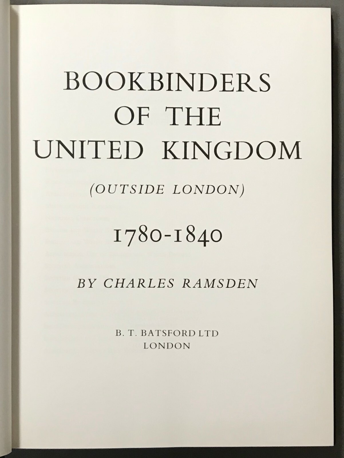 [Bookbinding] Charles Ramsden Bookbinders of the United Kingdom Batsford 1987