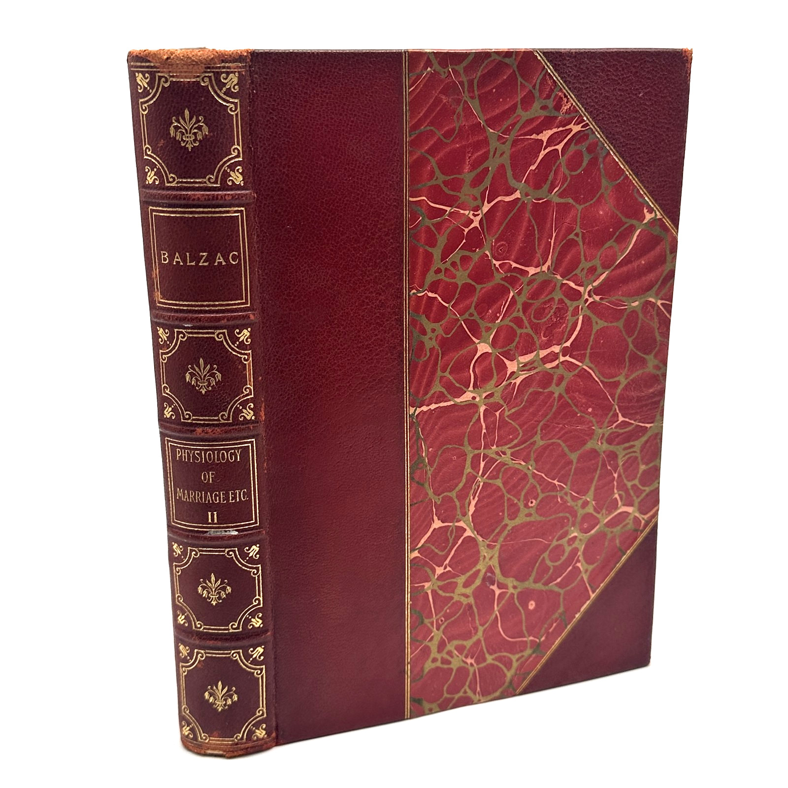 1900 Balzac Physiology of Marriage Vol II Half Leather Marbled Boards