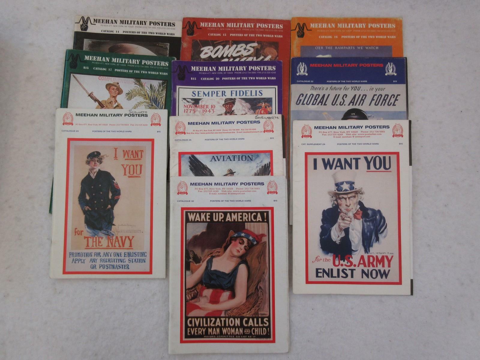 Lot of 10 MEEHAN MILITARY POSTERS OF THE TWO WORLD WARS Catalogs