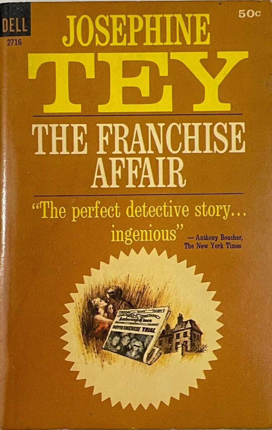 Josephine Tey ; THE FRANCHISE AFFAIR vtg 1st PB print 1965 Dell 2716