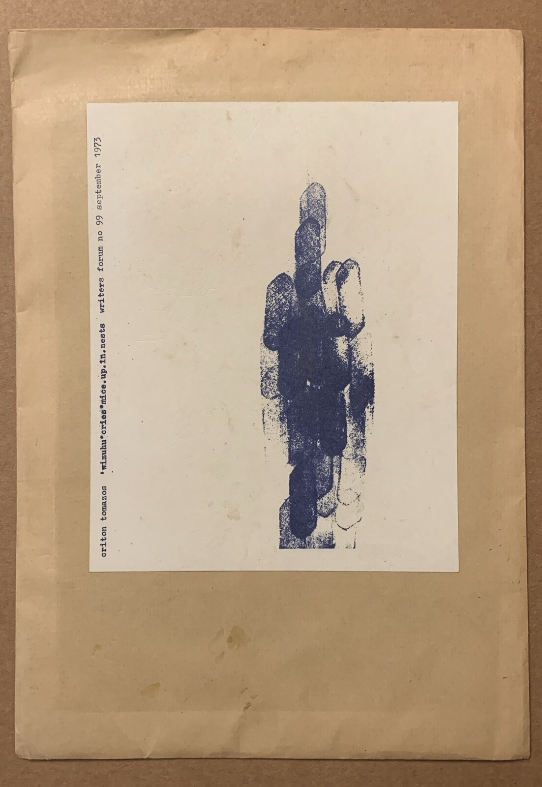 Criton Tomazos Writers Forum Concrete Poetry 1973