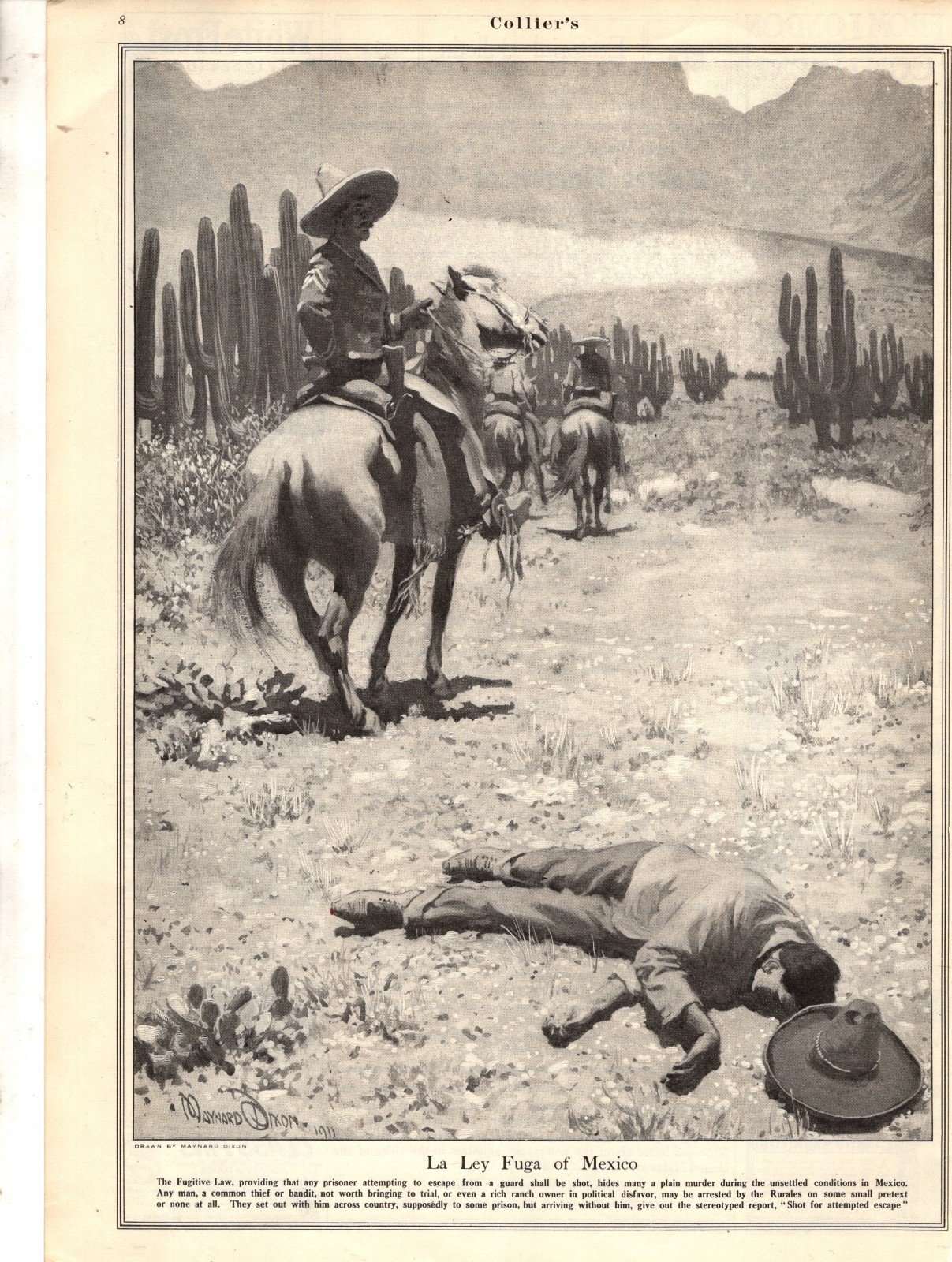 1911 Maynard Dixon – The Fugitive Law Original print from Collier’s