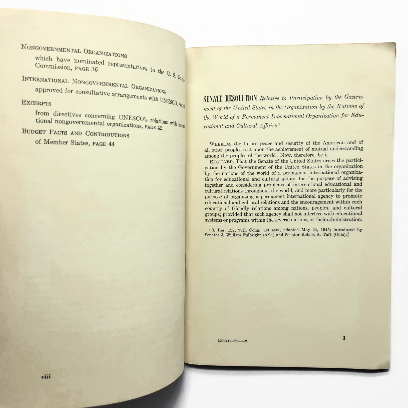1956 UNESCO Basic Documents 4th Edition U.S. National Commission Dept of State