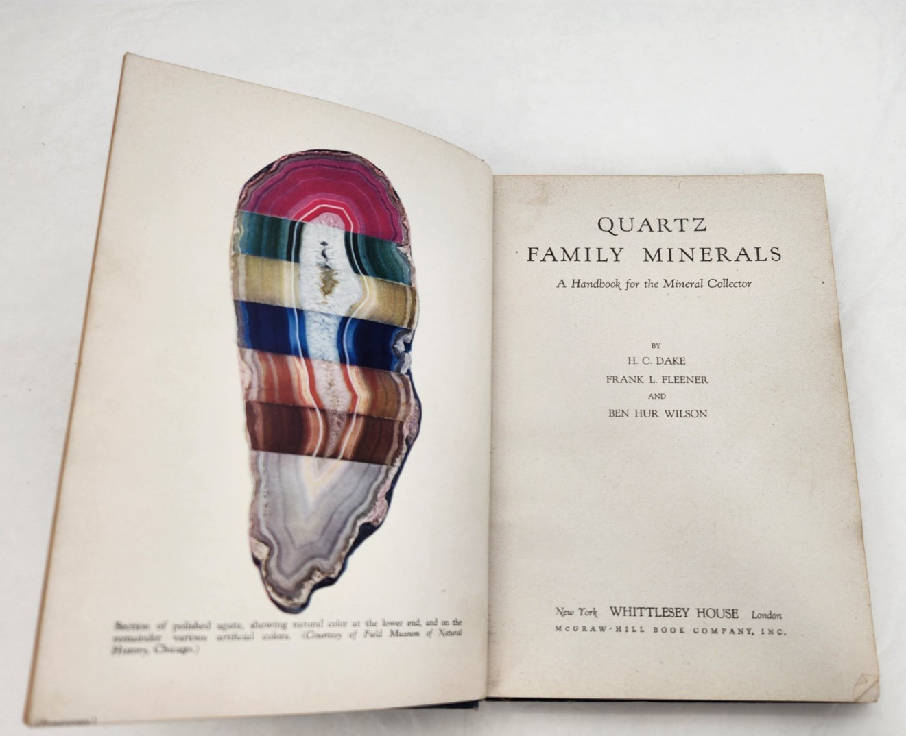 Quartz Family Minerals H.C. Dale Frank L. Fleener Ben Hur Wilson HC 1938 Vtg