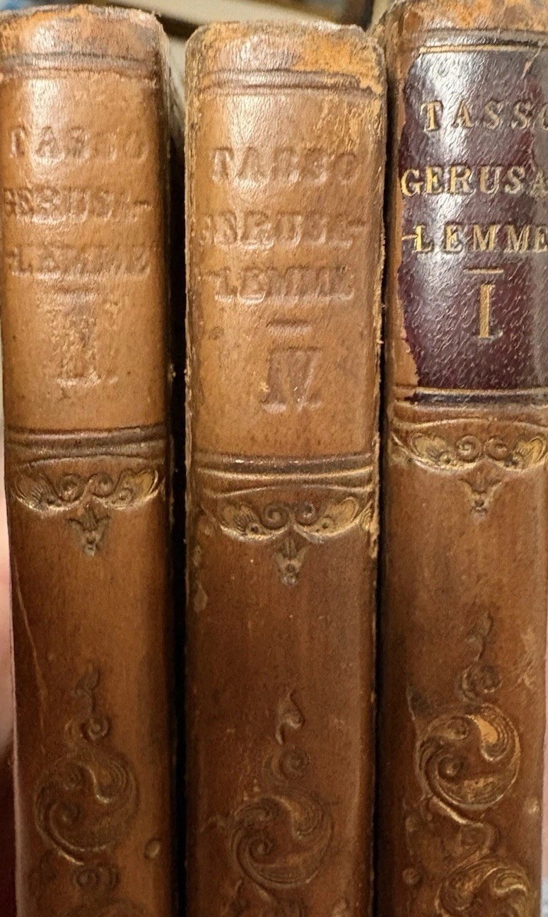 1816 Torquato Tasso La Gerusalemme Liberata Vols I,II,IV Leather 3/4 Set