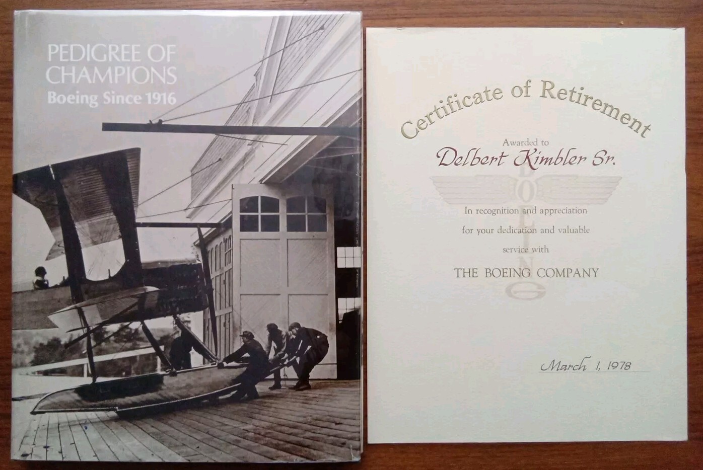 PEDIGREE OF CHAMPIONS: BOEING SINCE 1916- With Original Retirement Certificate