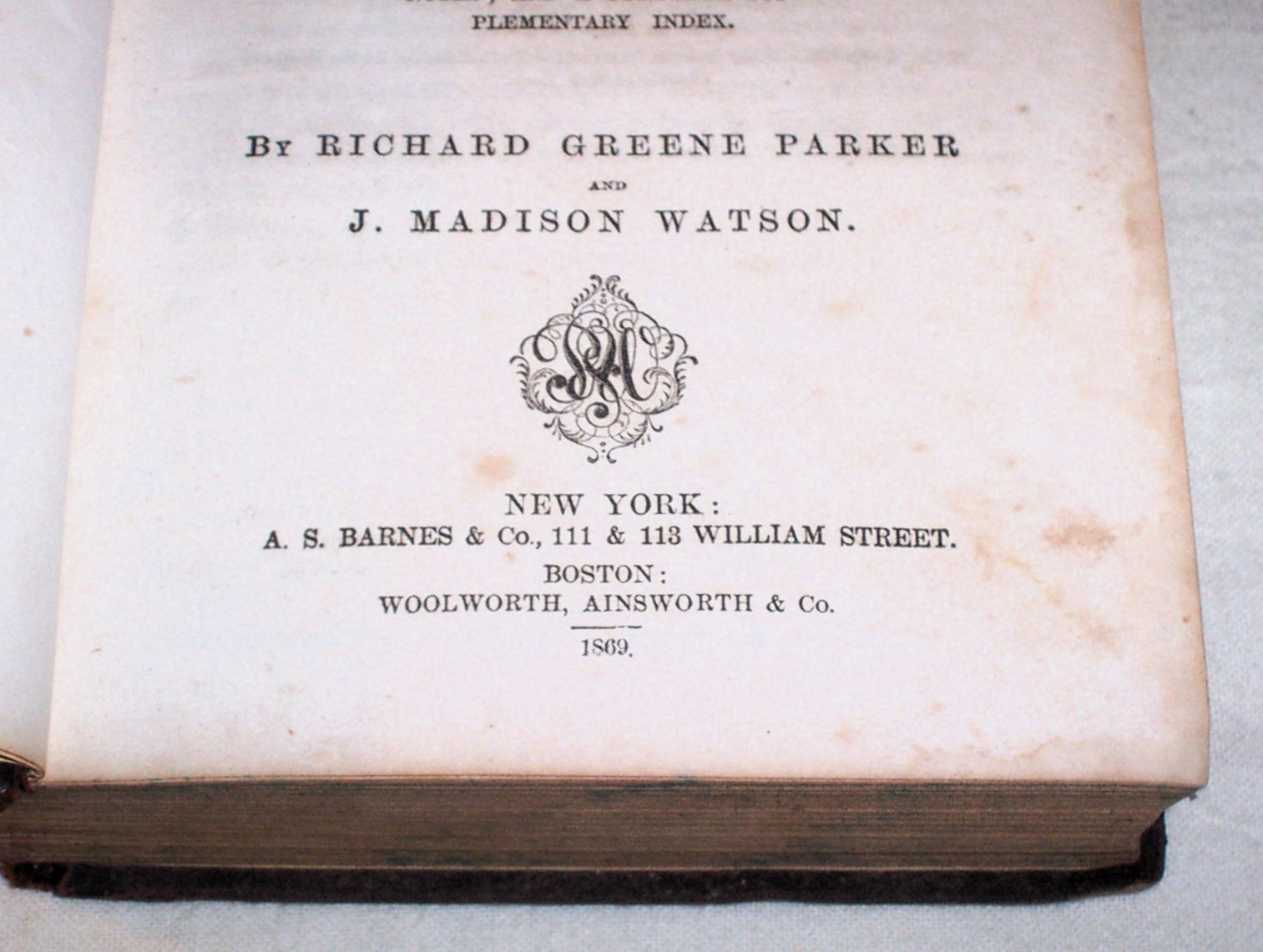 1869 American School Reader Leather Spine ; History Poetry Anecdotes etc.