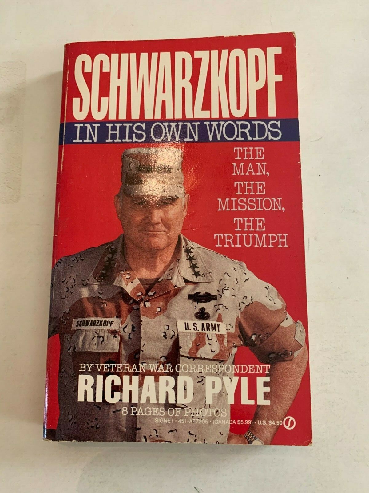 1991 Schwarzkopf In His Own Words by Richard Pyle Signet Paperback