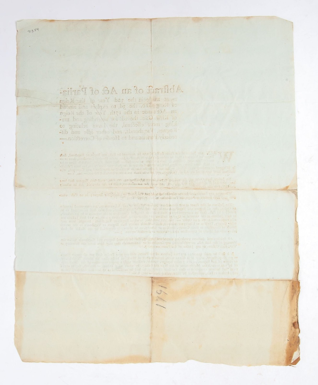 Criminalizing Poverty / Abstract of an Act of Parliament…making more 1st 1791