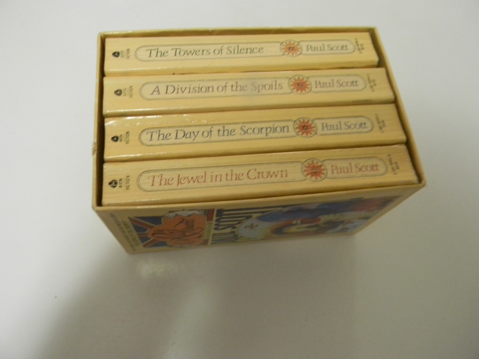THE RAJ QUARTET Paul Scott 4 Novels Box Set Avon Paperback – Box set VG