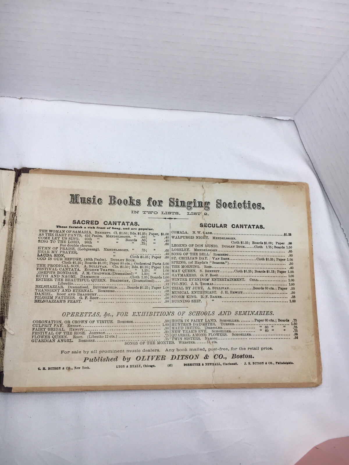 Antique Book 1878 Johnson’s Method For Singing Classes by A. N. Johnson