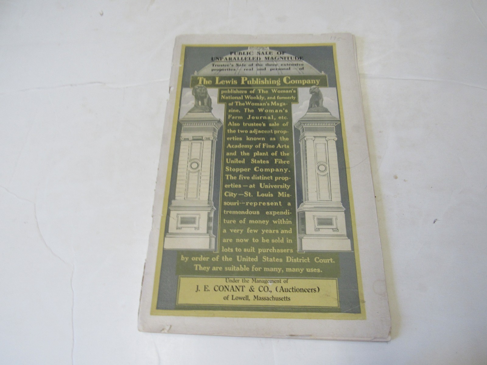 1912 Lewis Publishing Supporter of Women Writers Sells Business