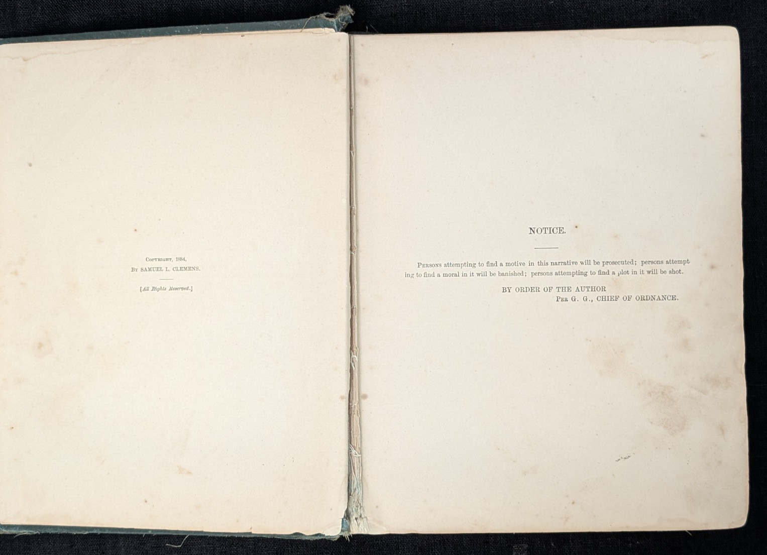 ADVENTURES of HUCKLEBERRY FINN MARK TWAIN 1888 CHARLES L. WEBSTER EARLY US ED.