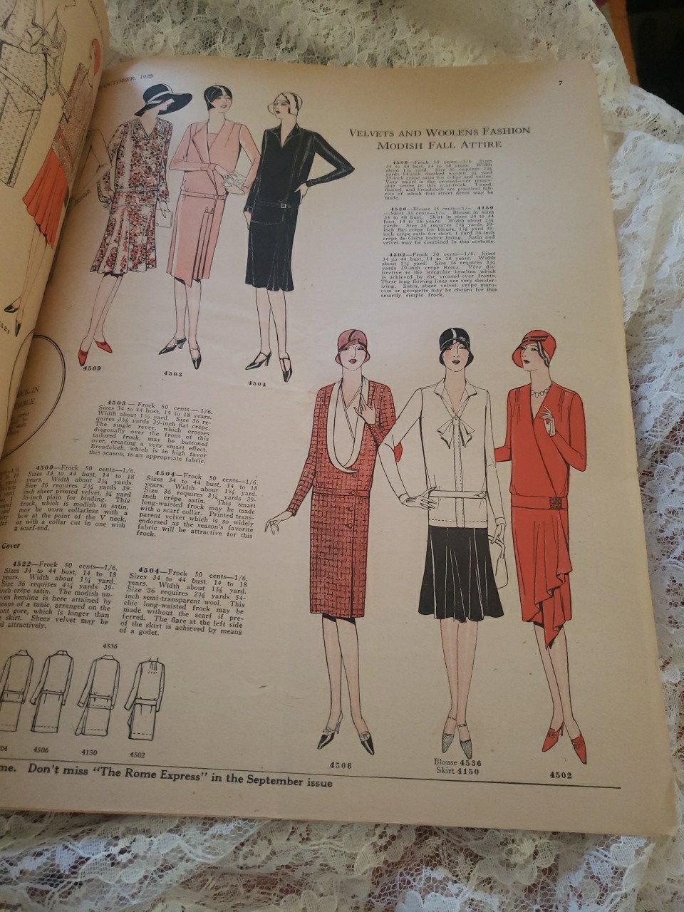 Vintage Pictorial Printed Patterns, 12 Pages, Monthly Fashion Book, October 1928