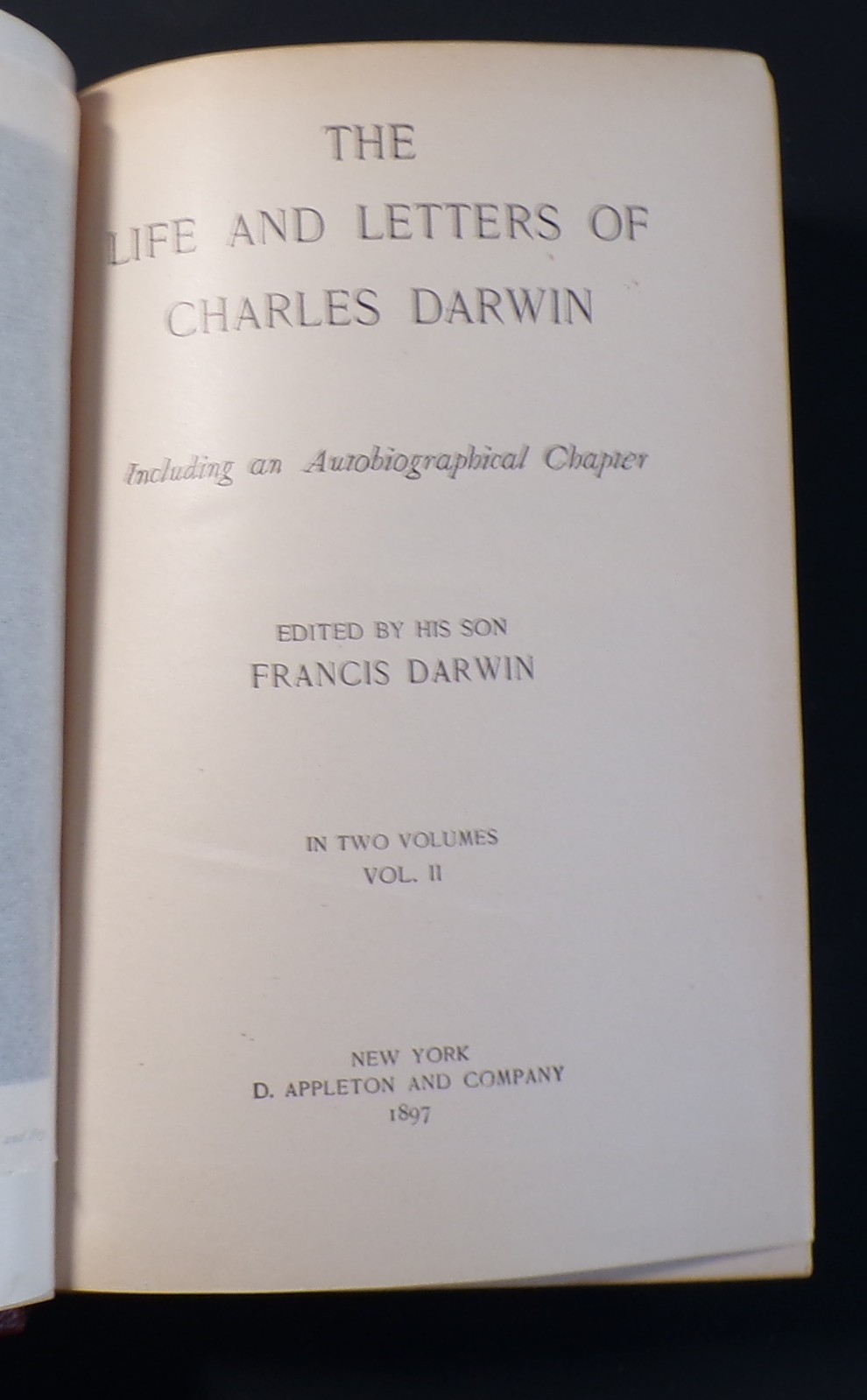 Scarce 1897 leather HC Life and Letters of Charles Darwin 2 Appleton G+ to VG