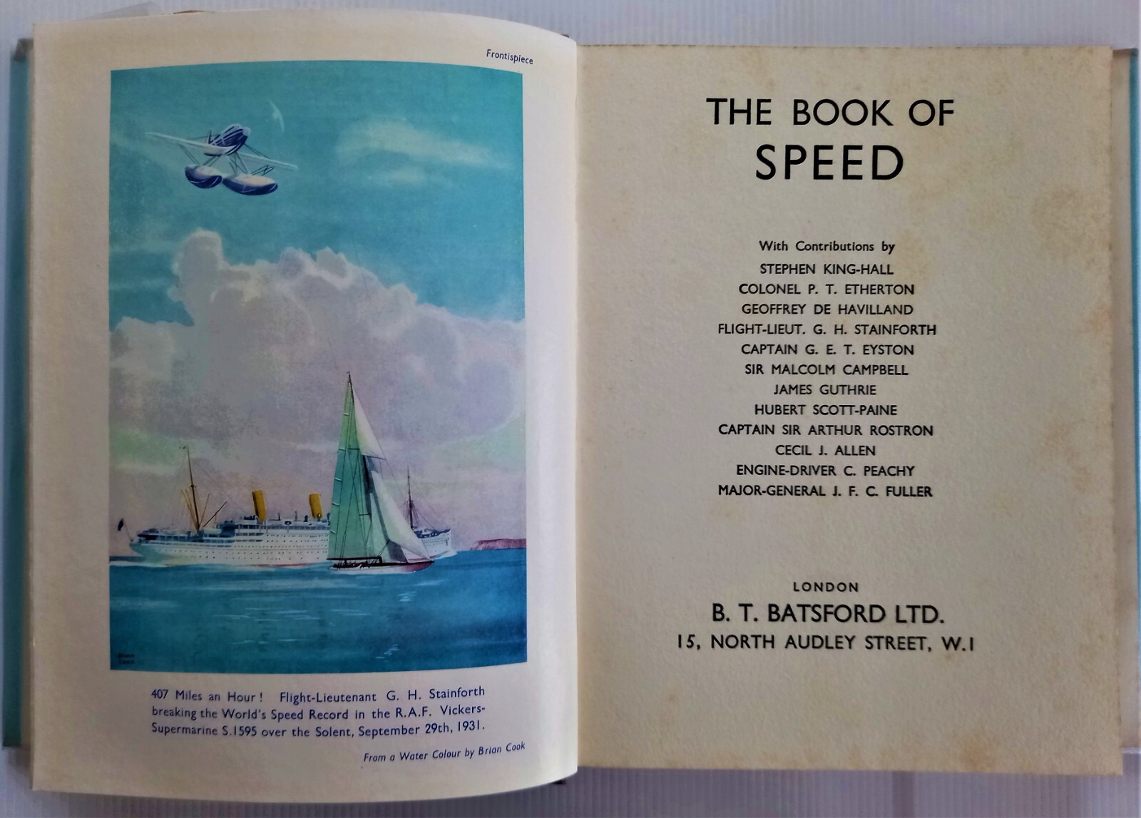 The Book of Speed Brian Cook B T Batsford London 1934 1st