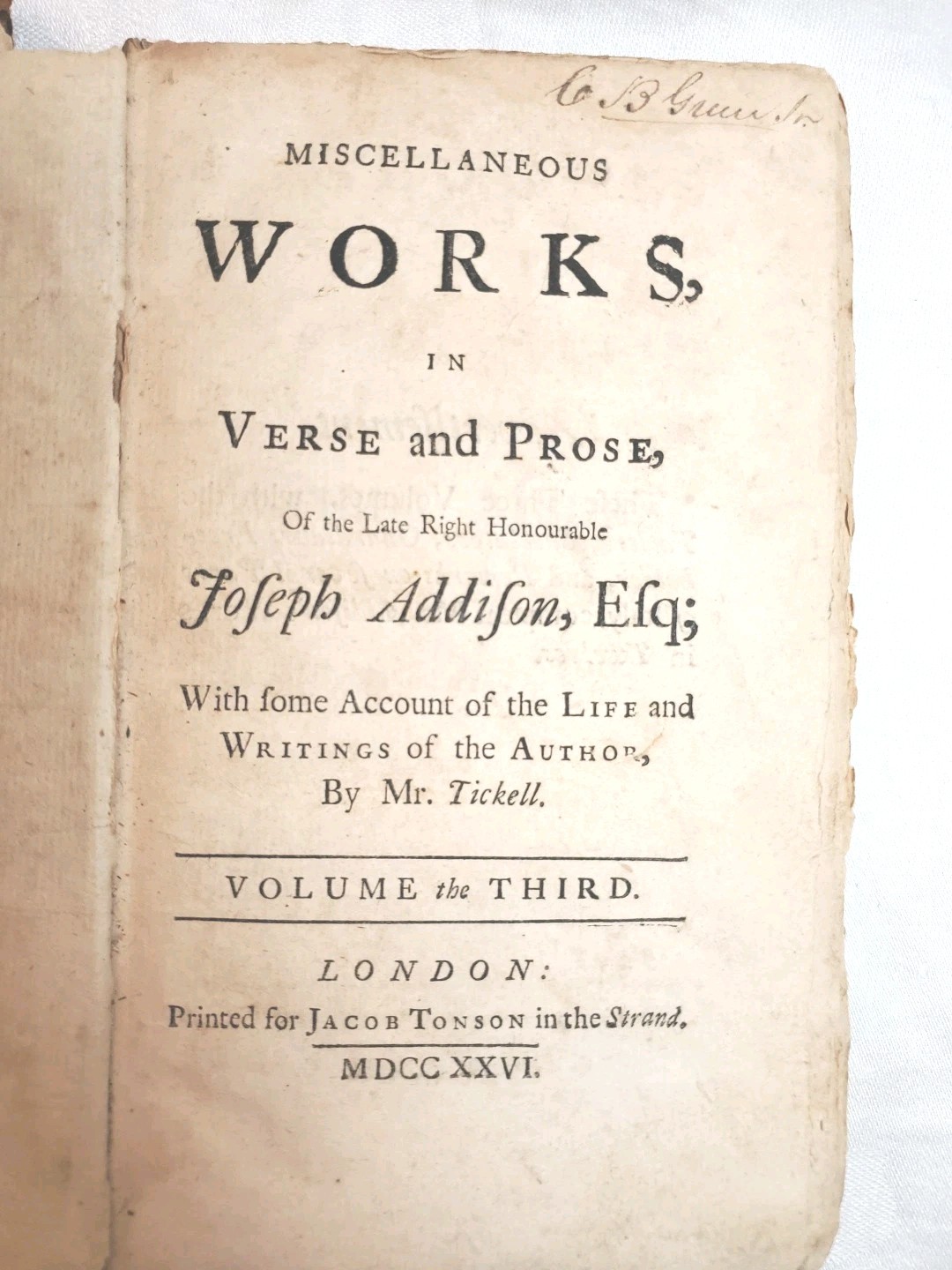 Joseph Addison 1700s Vol 3 Tickell 1726 Complete Internal Engravings 30 Coins