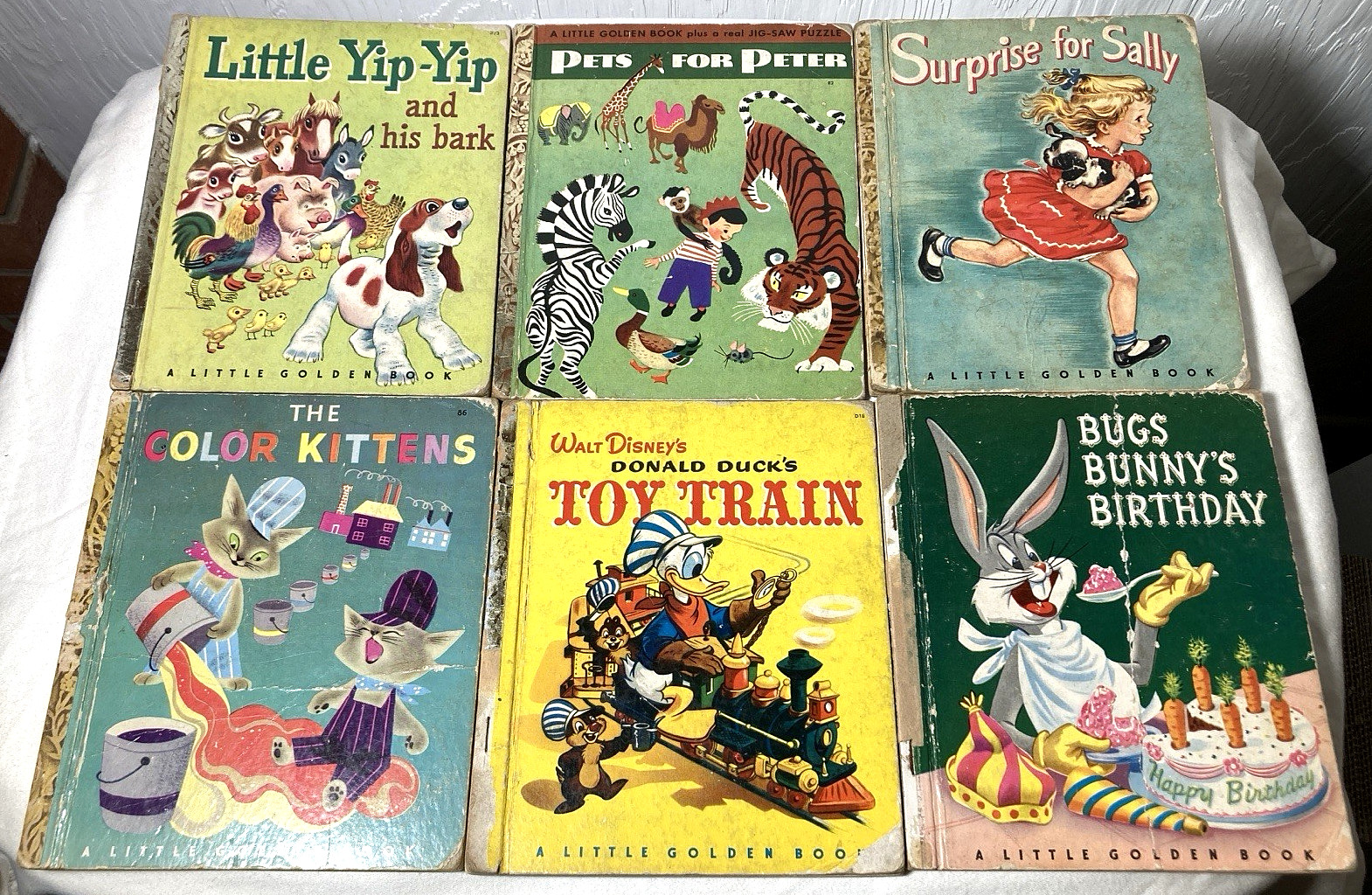 Lot of (6) Vintage Original Little Golden Books—All First „A“ Editions 1949-1950