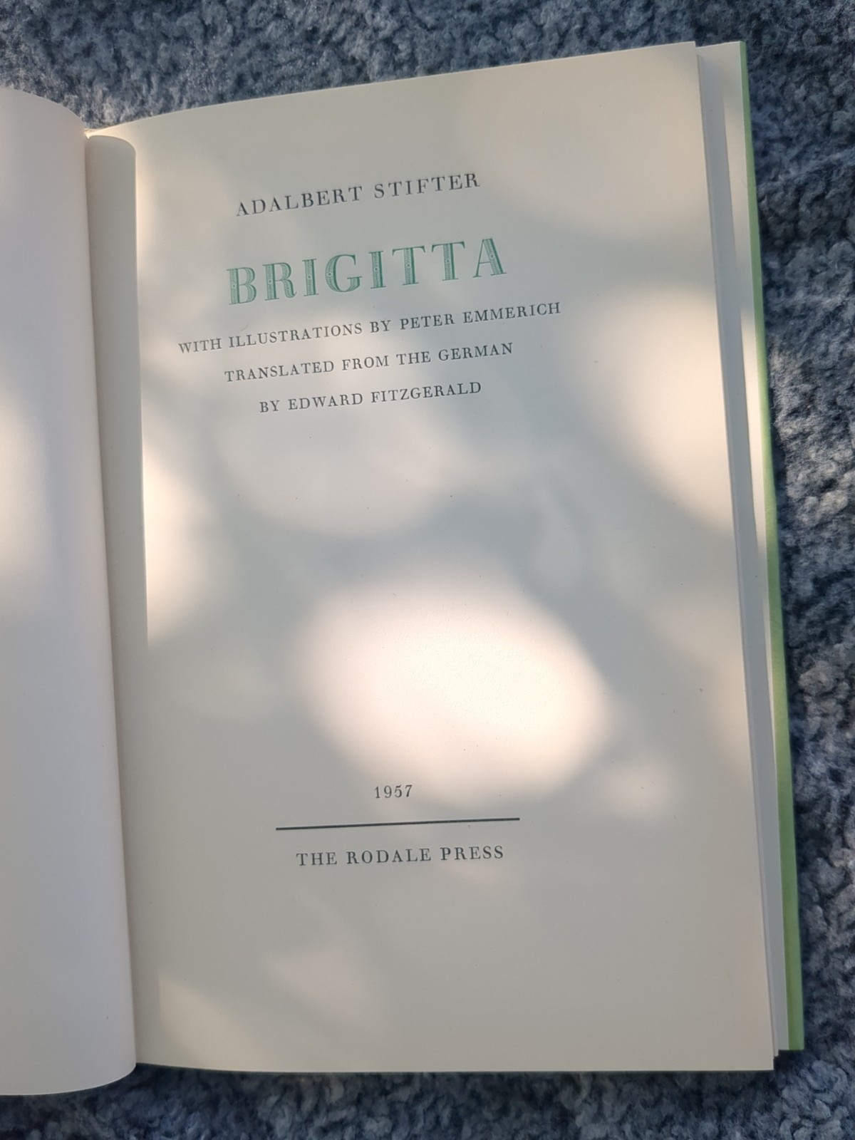Brigitta by Adalbert Stifter First 1st Edition VG HC 1957, Very Good A