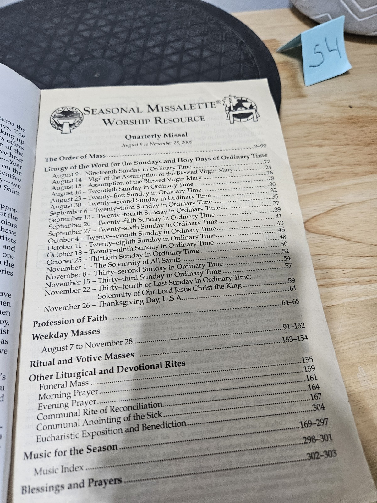Seasonal Missalette Worship Resource August 9th to November 28th 2009 Paperback