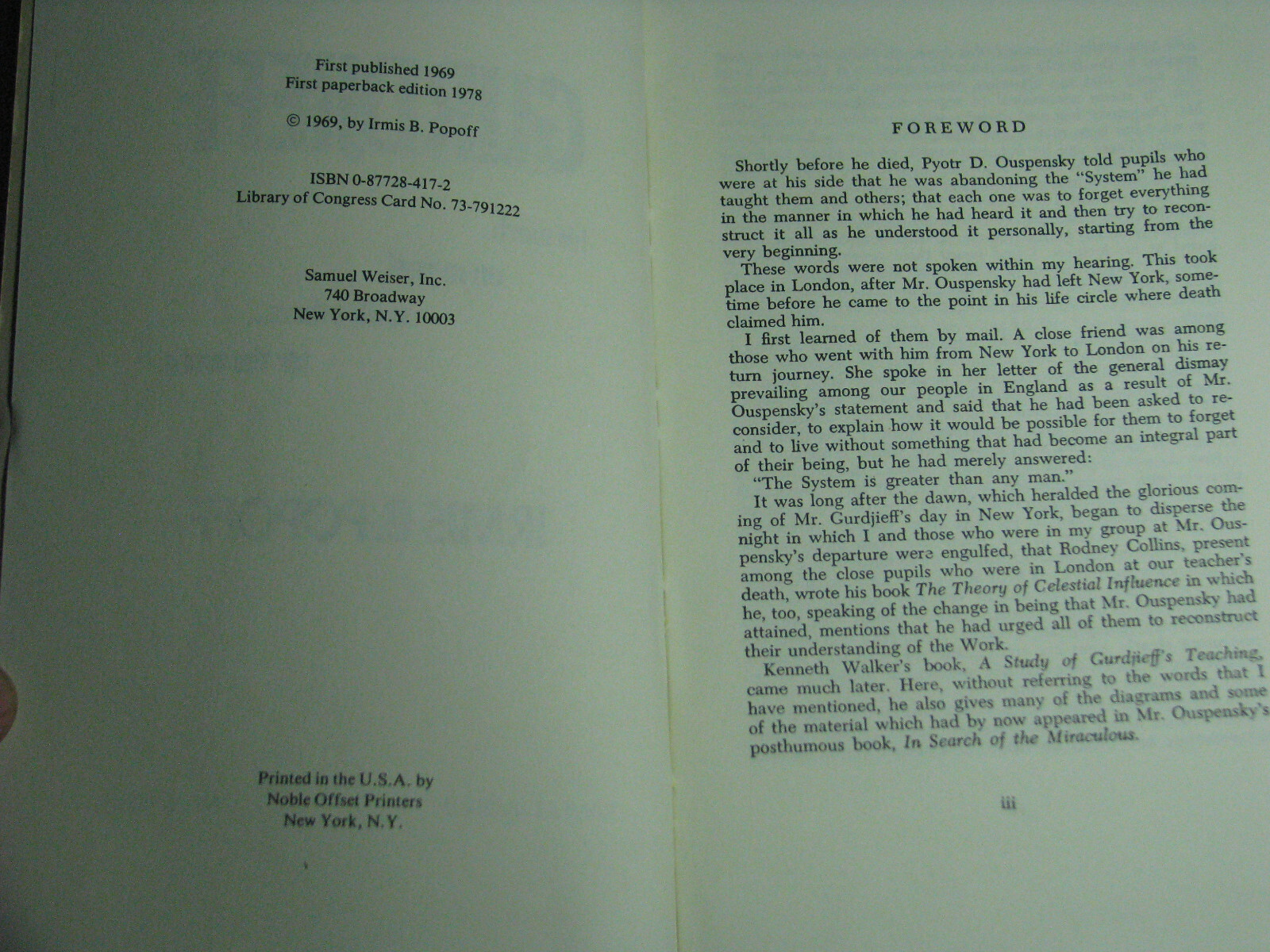GURDJIEFF His Work On Myself With Others For The Worth by Irmis Popoff 1978 1st