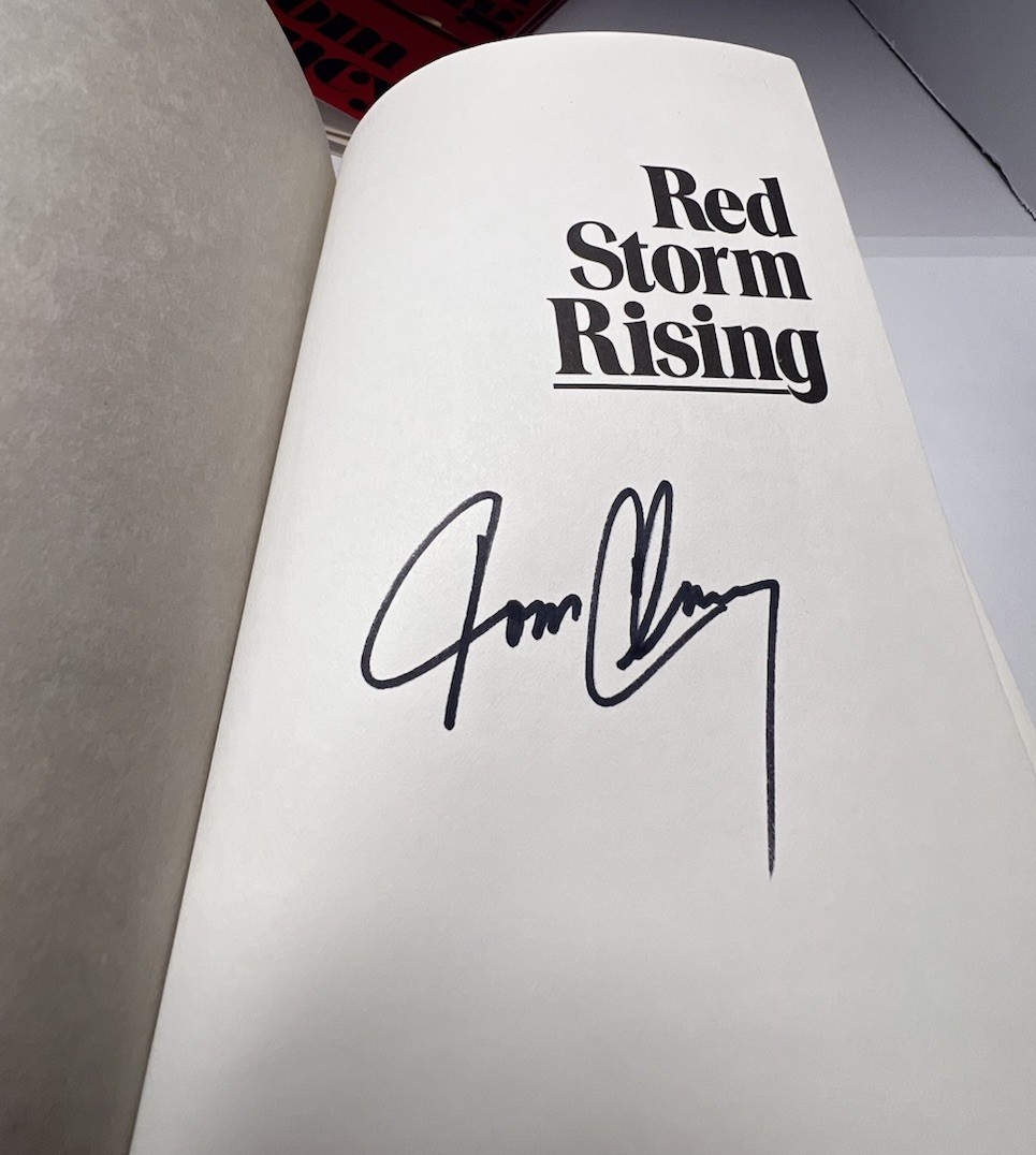 SIGNED Tom Clancy Red Storm Rising 16th Printing First Edition 1986 HCDJ Mylar