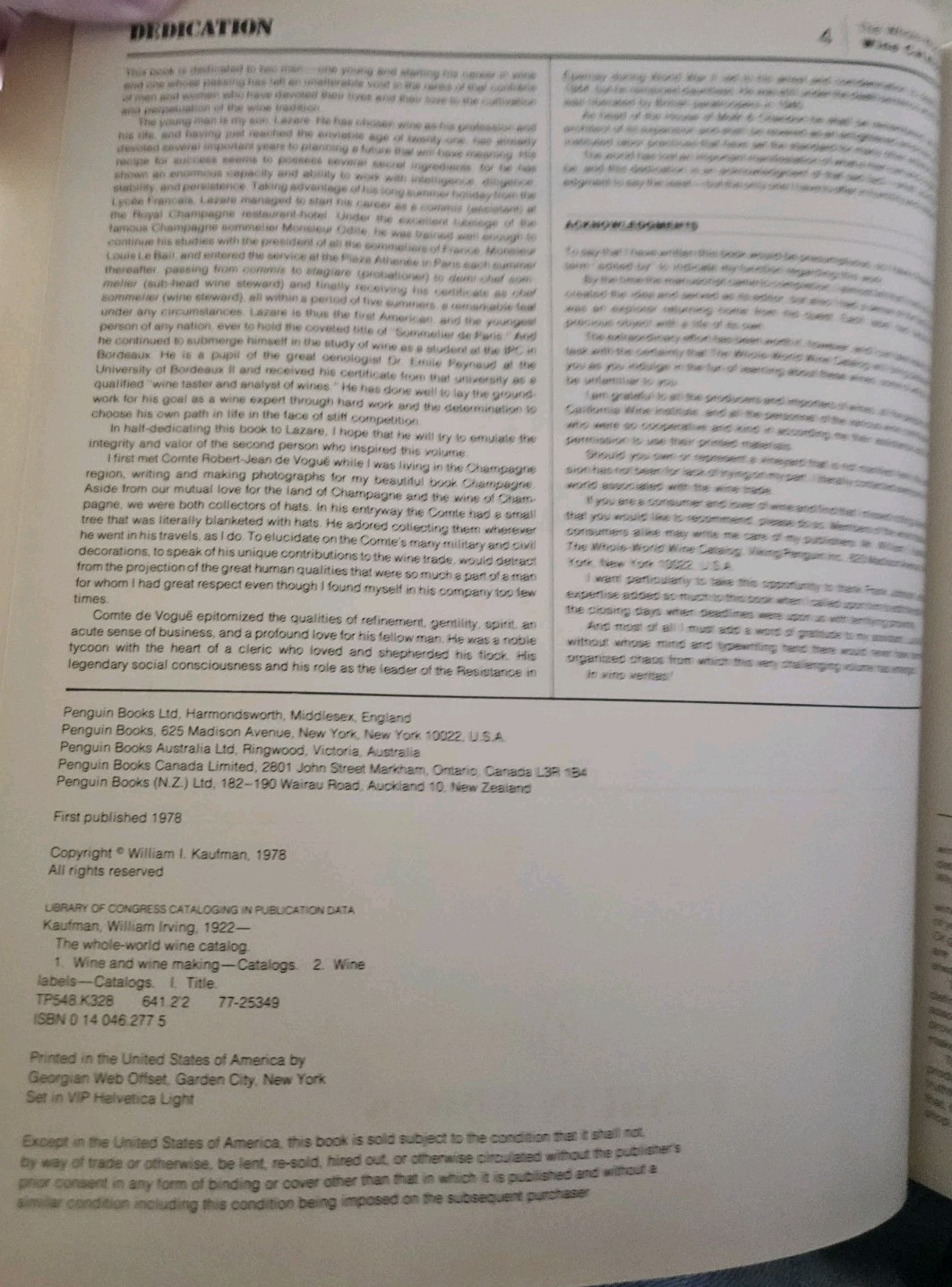 The Whole-World Wine Catalog 1978 Pics of 2,500 Wine Labels – Collection & Notes
