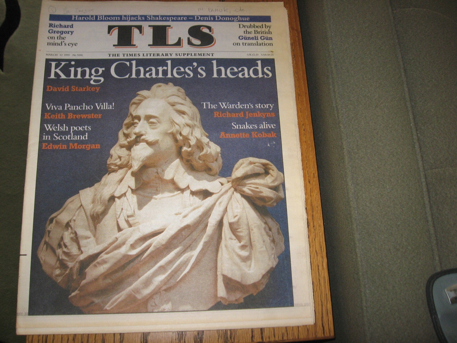 1999 TLS King Charles I, Pancho Villa, Bloom’s Shakespeare, Orhan Pamuk, Others