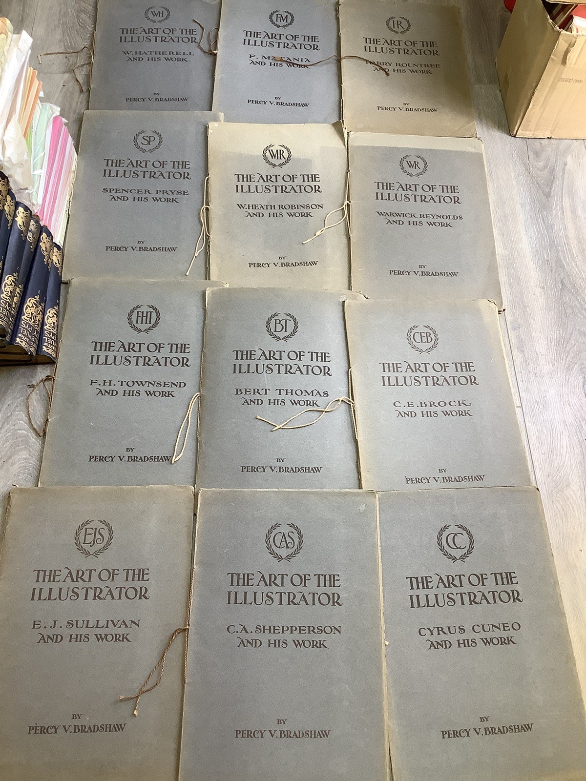 c1918 The Art Of The Illustrator By Percy Bradshaw 12 Folders Heath Robinson Etc