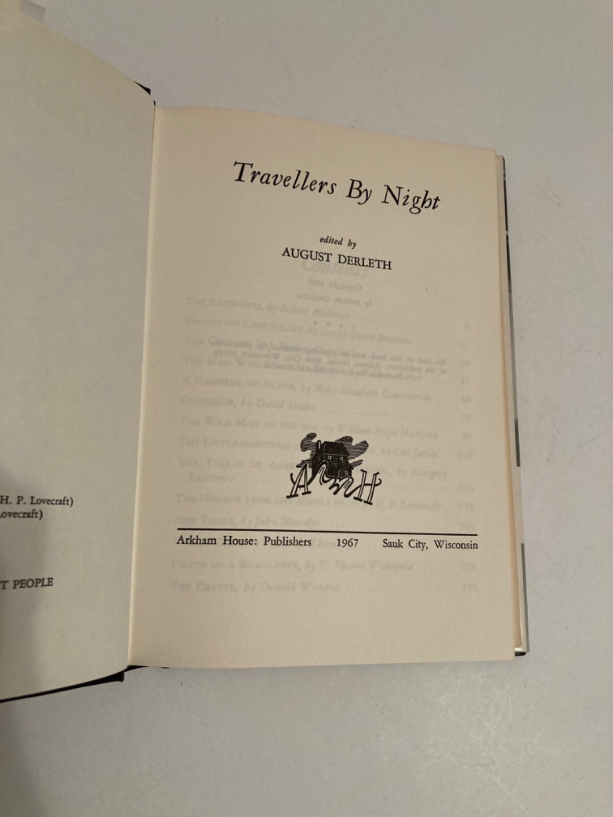 TRAVELLERS BY NIGHT Signed August Derleth Arkham House 1967 First Edition
