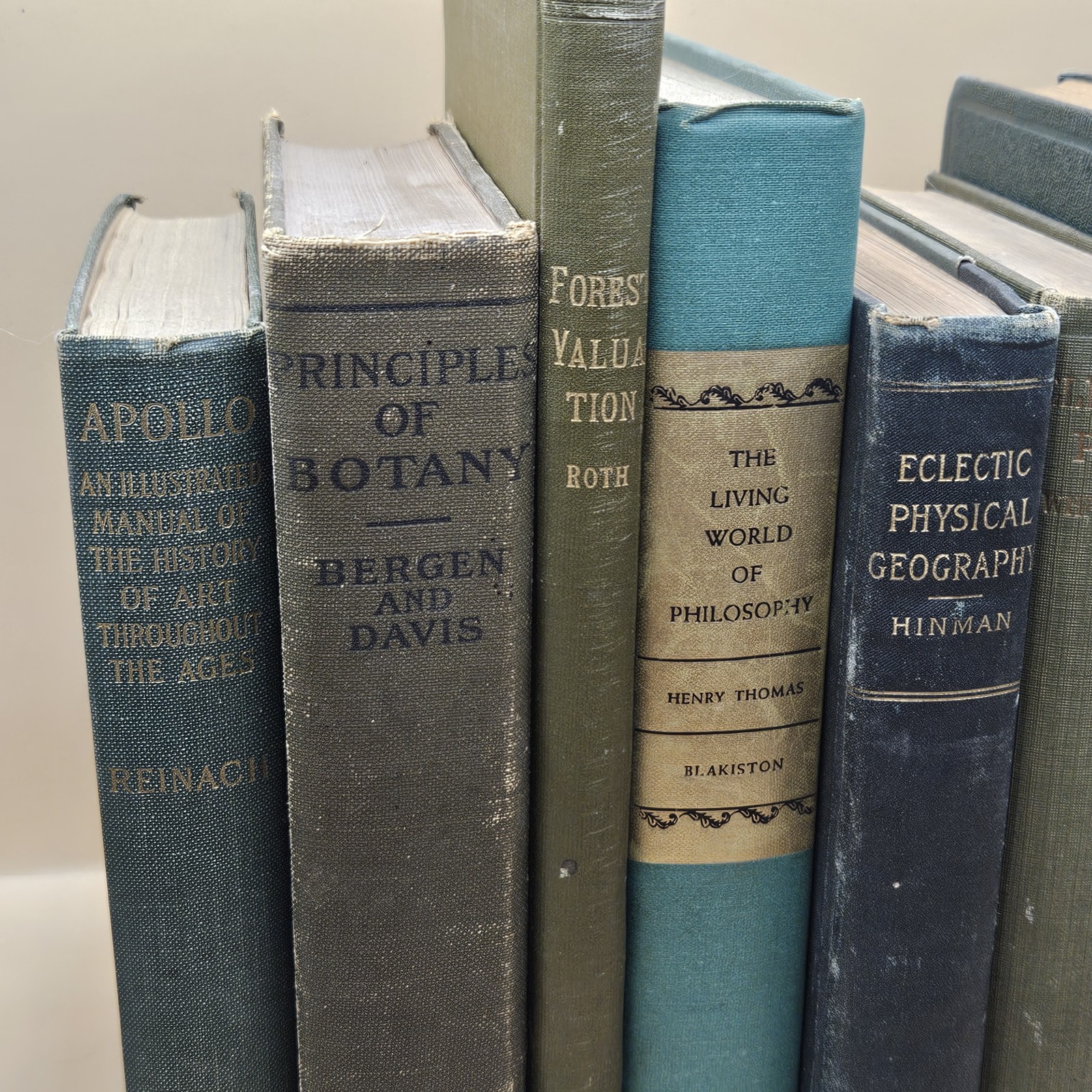 Nice Lot Of 10 Vintage Textbooks Green Cloth Hardcovers Botany Geography