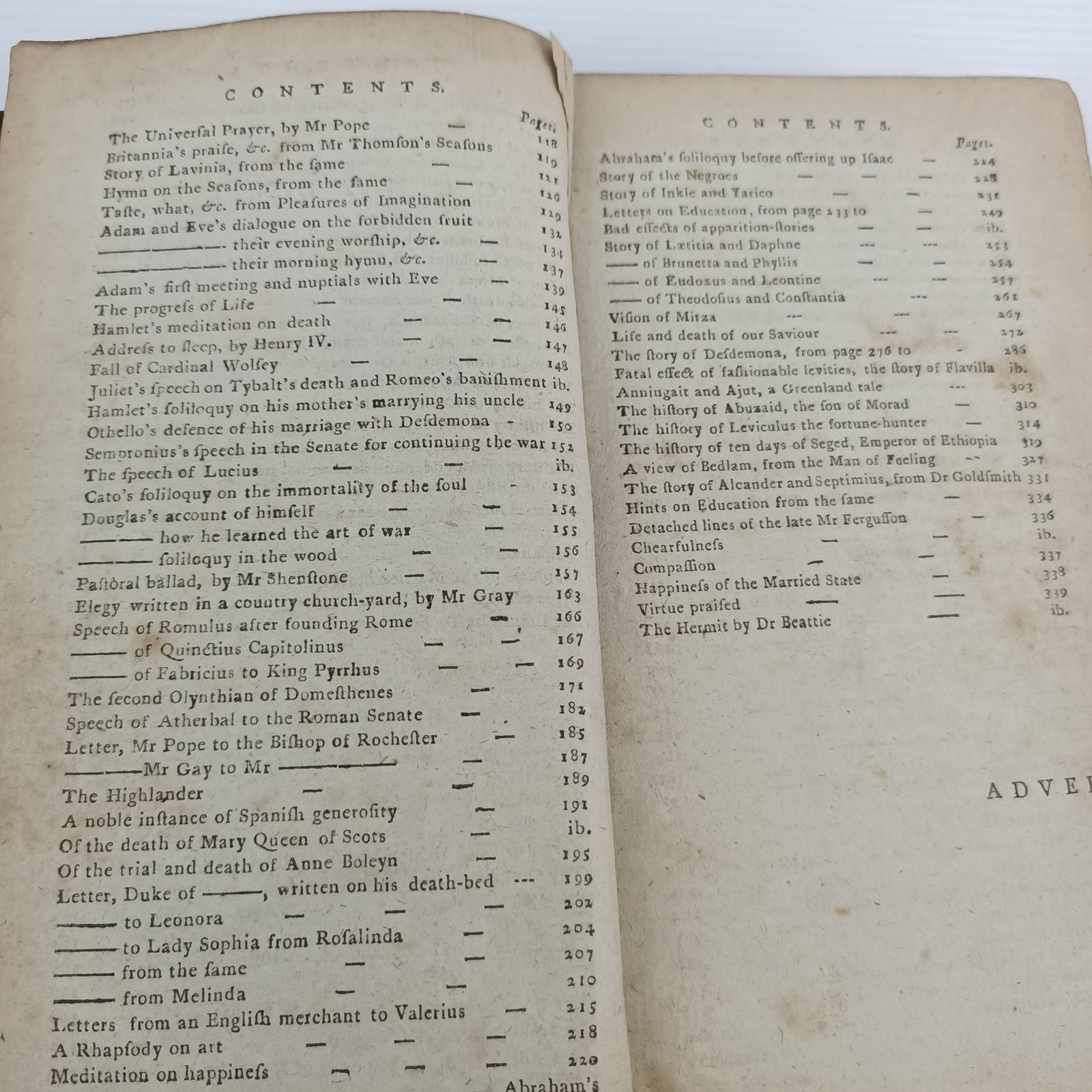 Antique Leather Bound Book Collection Fables Poems 18th Century Foxing Wear