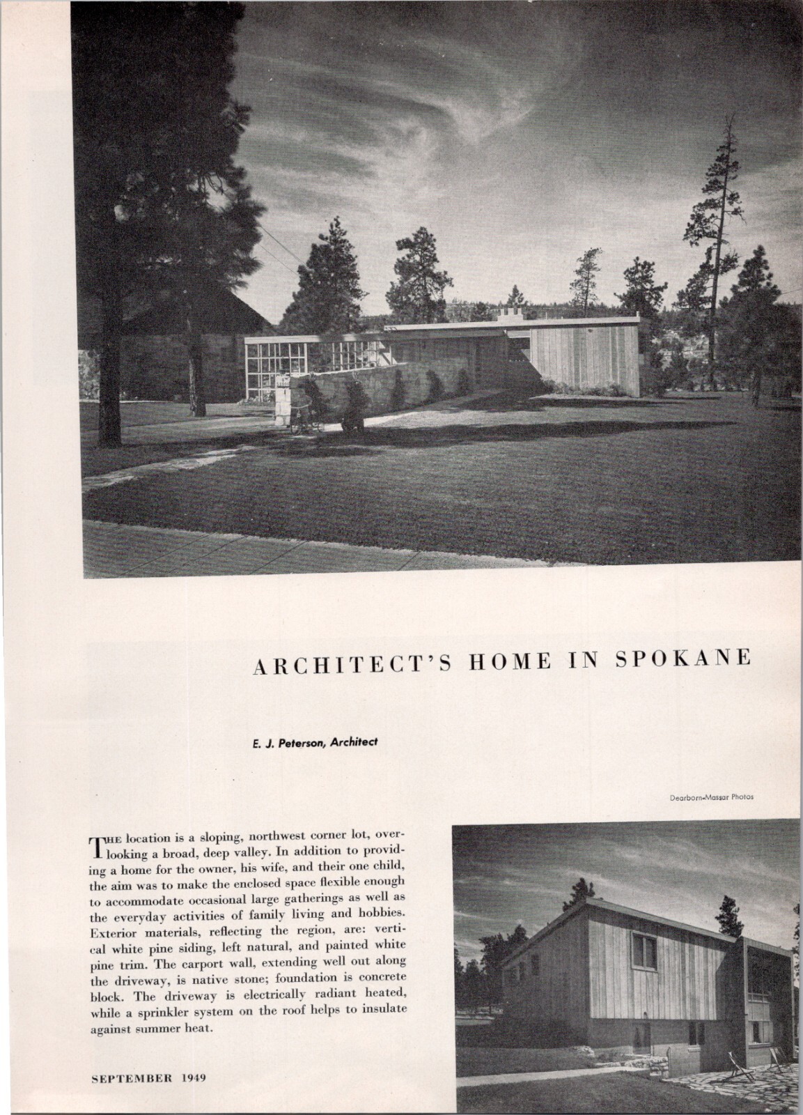 1949 Article * Edwin J. Peterson Architect House Spokane WA