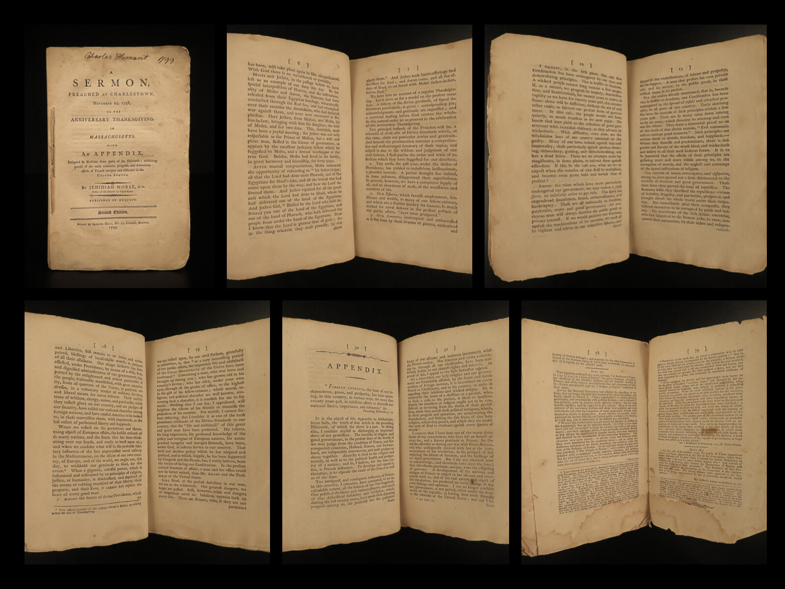 1799 Thanksgiving Sermon by Jedidiah Morse French Revolution America Diplomacy